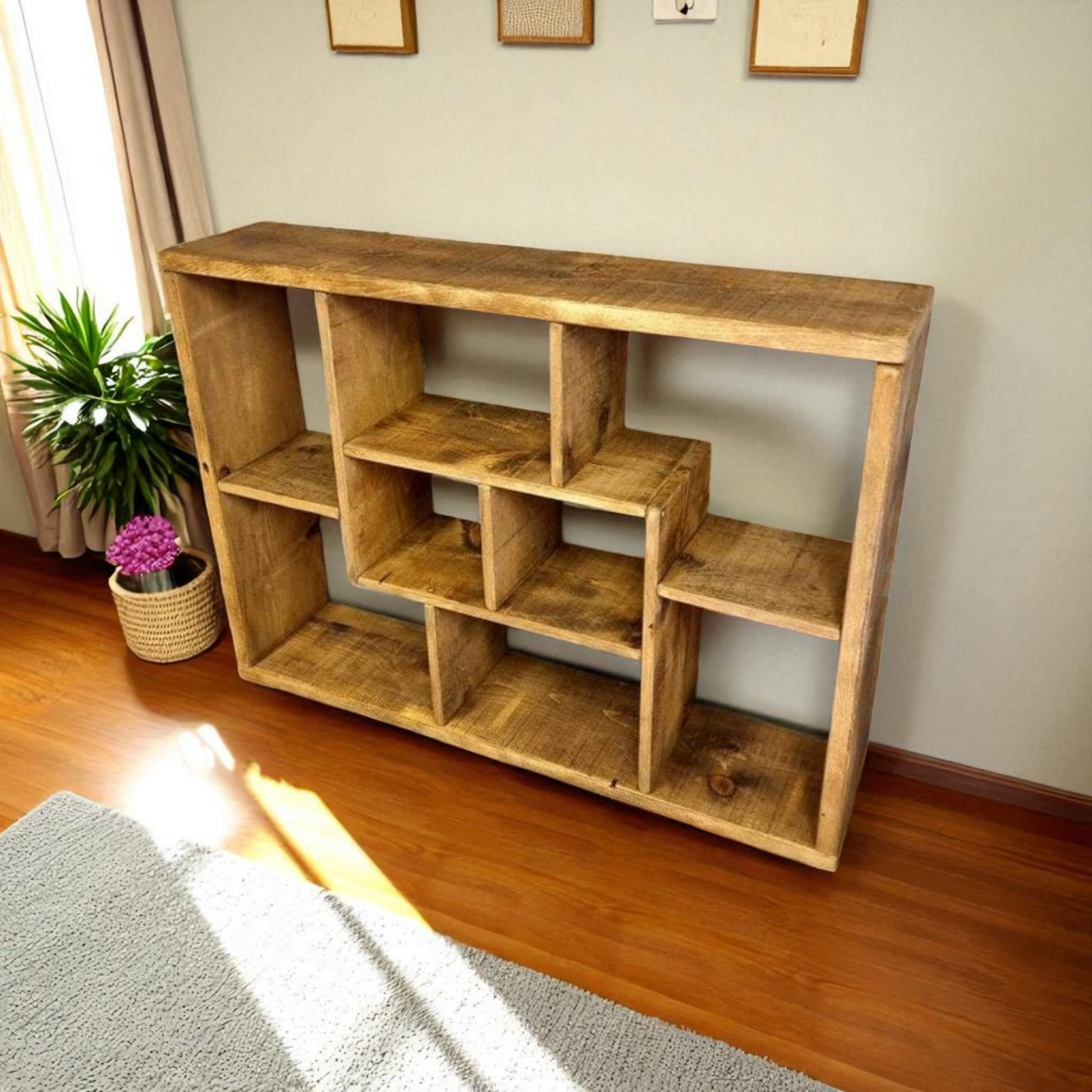 Handmade Wooden Sideboard Bookshelf | Log Store | TV Stand | Custom Sizes Available | Dark Oak Finish