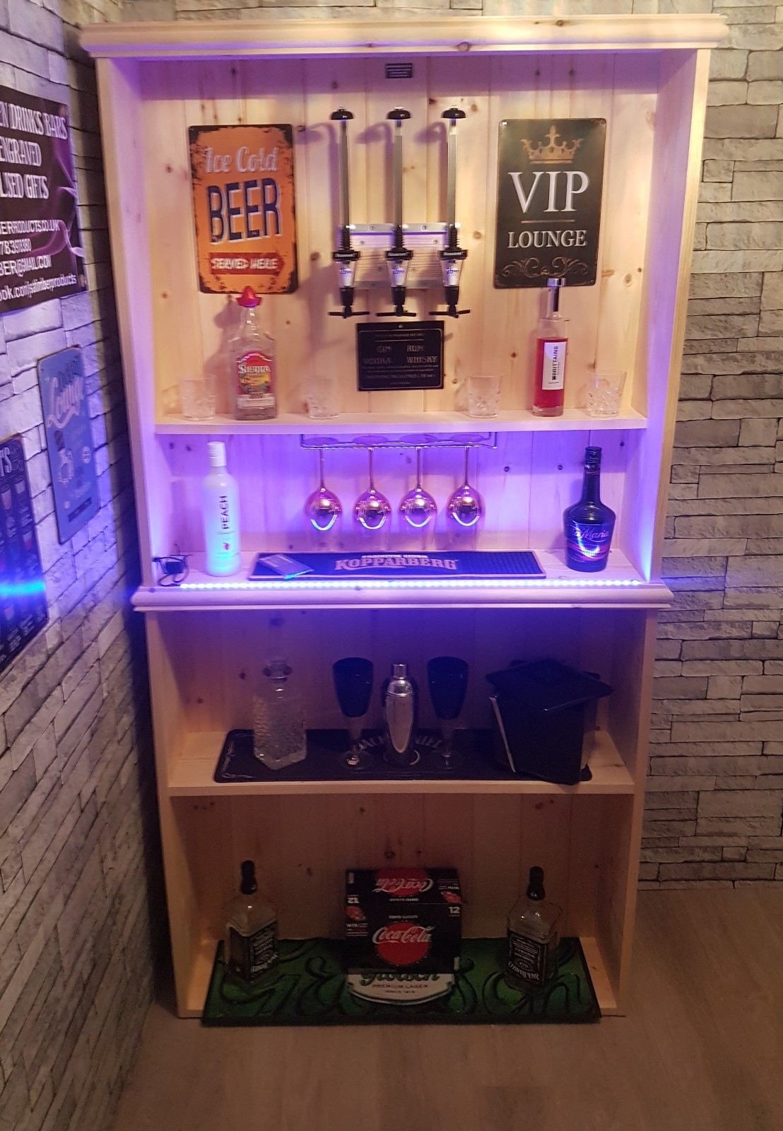 Bar Shelving Unit for Mancave, Wine Bar, Optics, Bar Storage, Bottle Rack