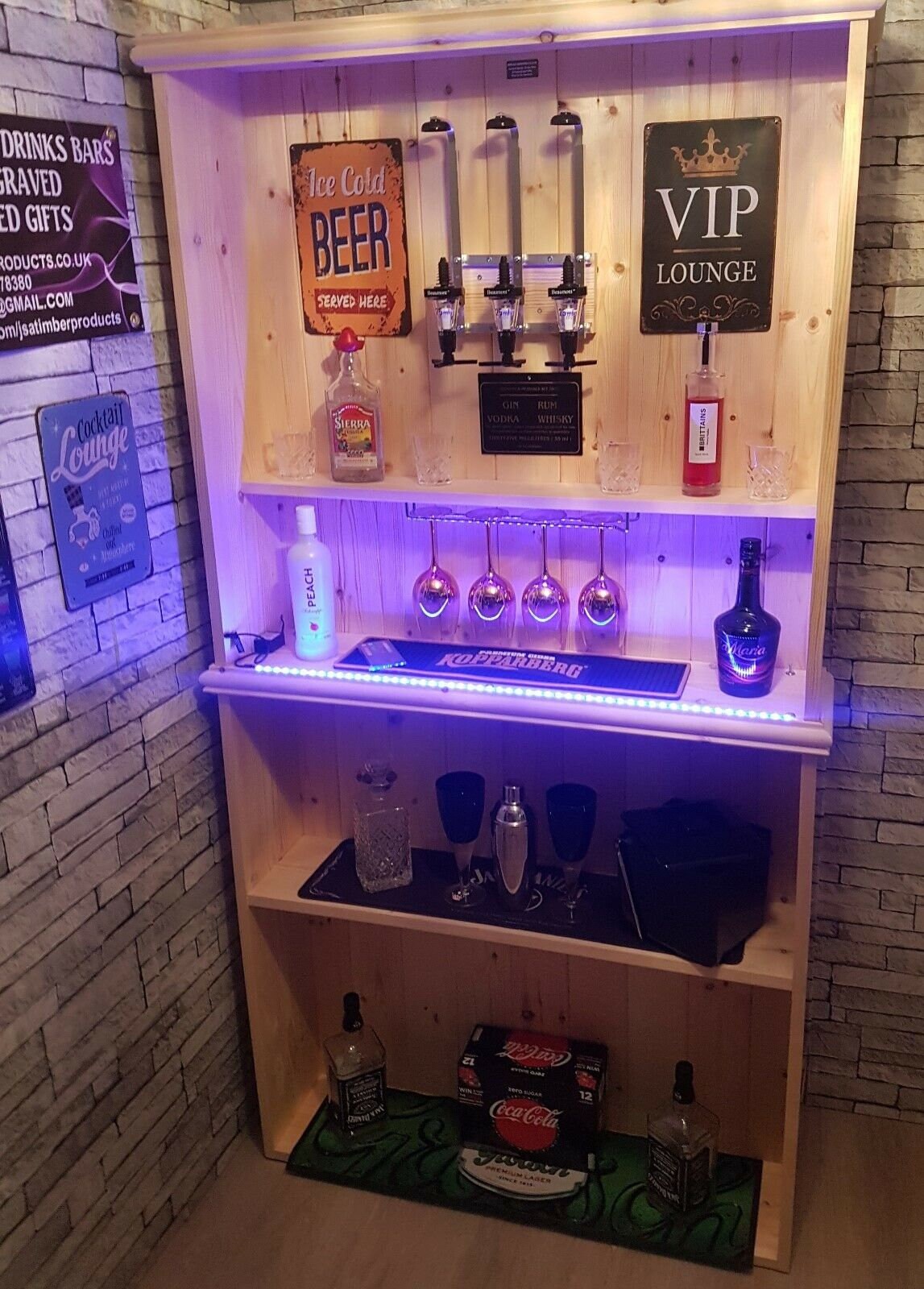 Bar Shelving Unit for Mancave, Wine Bar, Optics, Bar Storage, Bottle Rack
